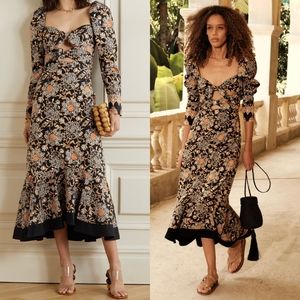 Johanna Ortiz Charted Dreams Cutout Printed Cotton-Poplin Midi Dress 10